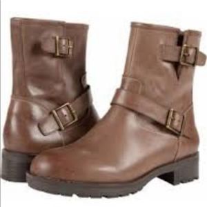 Vionic Prize Malia Leather Moto Buckle Bootie 37.5